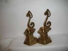 Vintage Brass Candle Holders musical Treble Clef Handle a1 Cond  8 5 Inches