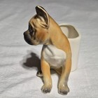 Vintage Boxer Lefton Mini Planter Pencil Toothpick Holder Sitting Dog Tri-color