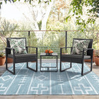 3 Piece Patio Furniture Set Wicker Bistro Table Chairs Gray