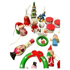 Vintage Lot Of 30  Wooden Handpainted Small Christmas Tree Ornaments