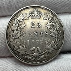 1872 H Canada Victoria Silver 25 Cents Coin - Xf Condition - Heaton Mint
