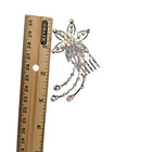 Vintage Aurora Borealis Rhinestone Crystal Hair Comb Silver 3 Inch Wedding Prom