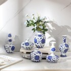  6 Pcs Blue And White Porcelain Vase Sets Mini Chinoiserie Vase Classic 