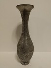 Vintage Large Floral Etched Brass Vase Candle Holder 11 5    Tall Made In India