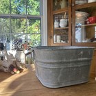 Vintage Square Galvanized Wash Tub Farm Garden Planter rare Size  14    X 14   