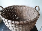 Antique Huge Handmade Round Wooden Basket- With Handles- Primitive- 21 X 13 