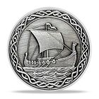 Silver Viking Coin   Viking Ship   Yggdrasil   Norse Mythology Collectible Coin