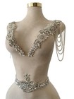 3 Pieces Pure Handsewing Rhinestones Applique Beaded Pearl Fringe Patches Emb   