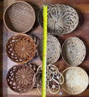 8 Pcs Vintage Woven Wicker Rattan Baskets Mixed Styles Boho Wall Decor Fa