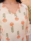 Women Cream Pure Cotton Printed Kurti Kurta Palazzo Set Indian Ethnic Dress