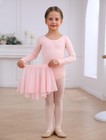 Ballet Leotards With Skirt Tights Combo For Toddler Girls Dance Long Sleeve L   