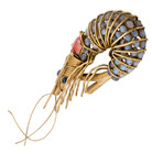 Iradj Moini Brooch Shrimp Lobster Seafood Pin Strass Glass Moonstone Coral
