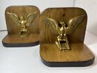 Vintage Bookends Patriotic Eagle Wood And Cast Metal 1960s To 1970s