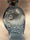 Wheaton Fisch   s Bitters Miniature Glass Fish Bottle Aqua-blue 3    Tall Vtg W cork