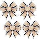 4 Pcs Buffalo Plaid Burlap Bows 6 Inch   Black And White Classic