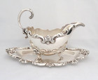 International Silver Plated Orleans Gravy Boat W  Tray   Heavy Quality Gorgous
