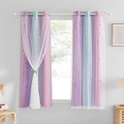  Curtains For Girls Bedroom Kids 34 w X 63 l  pack Of 2  Blue   Purple   Pink