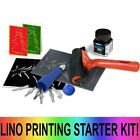 Derivan Lino Block Printing Starter Set  Ink Tile Plate Roller Carving Tool Kit