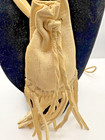 Vintage Native American Tan Leather Holder Tasseled Bone Necklace Pouch 38   