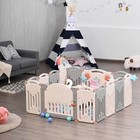 Foldable Baby Playpen 14 Panel Activity Center Safety Play Yard-beige - Color  B