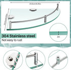 2 Pcs Corner Shower Shelf 2-tier Glass Corner Shelf Stainless Steel Wall Mounted