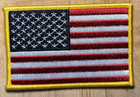 American Flag Embroidered Patch Gold Border Usa Us Velcro   Brand Fastener 3 5 8 