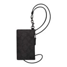 Coach Black   Charcoal Signature Canvas Zip Lanyard Card Holder Nwt
