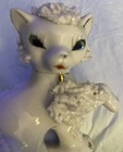 Vintage White Spagetti Ceramic Playful Kitten 3    Green Eyes Japan