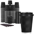 Lamosi 12 Oz Disposable Coffee Cups With Lids  50 Pack Insulated Hot Cups To Go