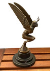 9 45 Inches Bronze Art Deco Winged Woman Car Mascot On Marble Base