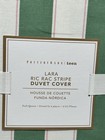 Pottery Barn Teen Lara Ric Rac Stripe Queen Ful Duvet Cover Green White Pink New