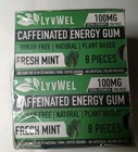 Lyvwel Caffeinated Energy Gum - Mint Flavor - 12 Packs 8 Pieces Per Pack - New