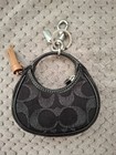 Coach Signature Logo Mini Bag Keychain Charm Tassel Clip Key Ring Black