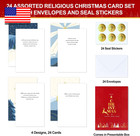 Christmas Cards Boxed With Envelopes - 24 Pack Assorted Religious Christmas Card