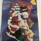 1998 Bucilla Santa Claus And Frosty Snowman Felt Applique Christmas Stocking Kit