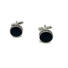 Geoffrey Beene Cuff Links Black Silver Greek Key Mens Button Shirt Accessory