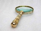 Brass Magnifying Glass 4  Lens Vintage Mother Of Pearl Handle Reading Book Gift