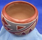 Rare Anna Archuleta Polychrome Redware Santa Clara Pueblo Decorated Bowl