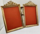 Interesting Antique French Bronze Napoleon Iii Ribbon Bow And Toches Photo Frame