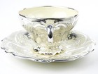Rosenthal Silver Overlay Cup Saucer Rococo Style Antique Porcelain Germany Rare