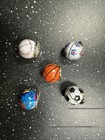 Vintage Sports Keychains Set Of 5 Soccer Baseball Basketball 1 Inch Lot