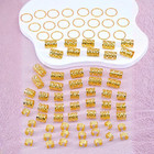 80pcs Dreadlock Beads Locks Accessories Gold Tone Hair Cuffs Rings Braids Boho