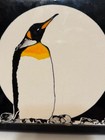 Vintage Emperor Penguin Hand Painted 6    Tile In Wooden Black Frame
