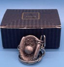 Avon Pewter Keychain Collection Play Ball Baseball Glove Key Ring W Box Vtg