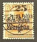 Travelstamps  1919 Germany Occupied Warsaw  Poland Op Stamp 25 On 7 1 2 Used