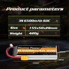 2pcs 11 1v 3s 6500mah Lipo Battery 60c Xt90 For Rc Helicopter Quad Truck Car 