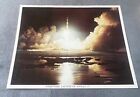Vintage 1973 Nasa Apollo 17 Nighttime Moon Launch Liftoff 8  X 10  Photograph