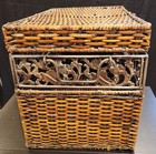 Vintage Wicker   Metal Frame Basket With 2 Metal Handles  Clasp   Decoration
