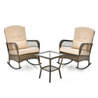3 Pieces Outdoor Patio Furniture Set wicker Conversation Set W cushioned Chairs