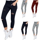 Women Skinny Slim Ripped Pants High Waist Stretch Jeans Pants Pencil Trouser